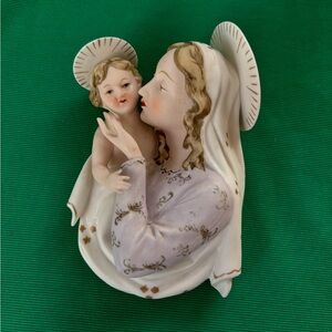 Vintage Lefton Madonna & Child Jesus wall hanging decor kw6418m
